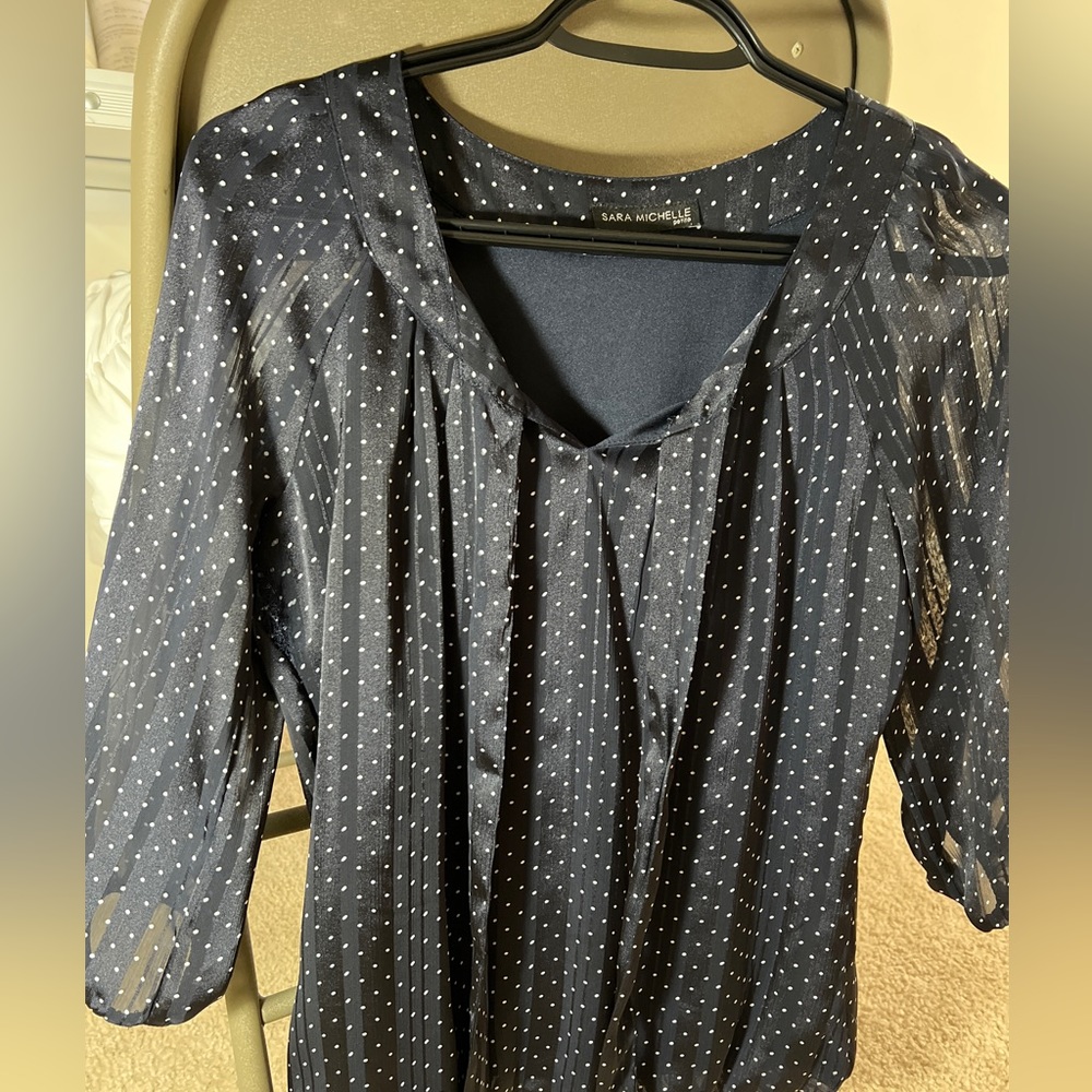 Blue polka dots blouse